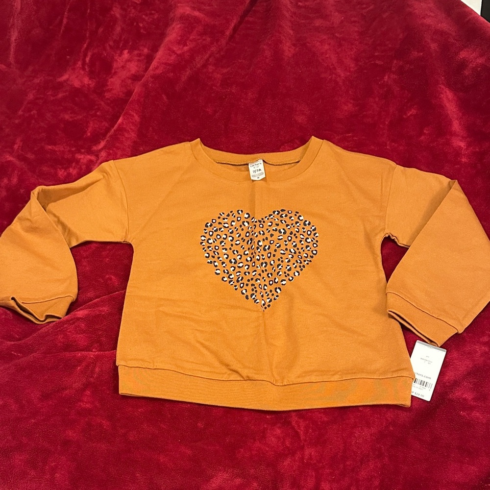 Carter's Brown/Tan Leopard Heart Sweatshirt